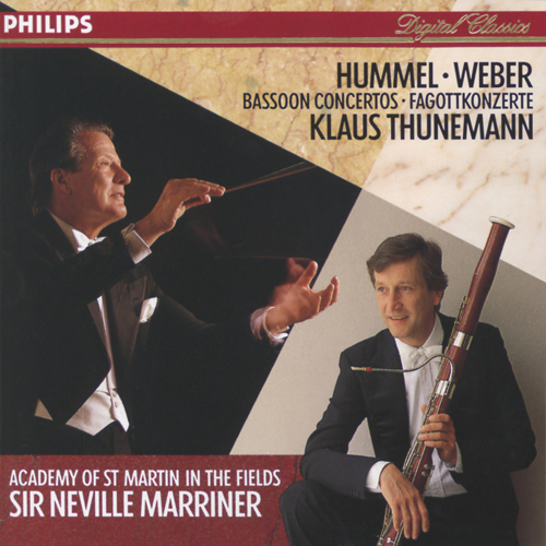 Imagen de apoyo de  HUMMEL, J.N.: Bassoon Concerto / WEBER, C.M. von: Bassoon Concerto / Andante e Rondo Ungarese (Thunemann, Marriner)