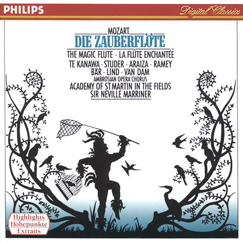 Imagen de apoyo de  MOZART, W.A.: Zauberflöte (Die) (The Magic Flute) [Opera] (Highlights) (Te Kanawa, Studer, Araiza, Ramey, Bär, Lind, Van Dam, Marriner)