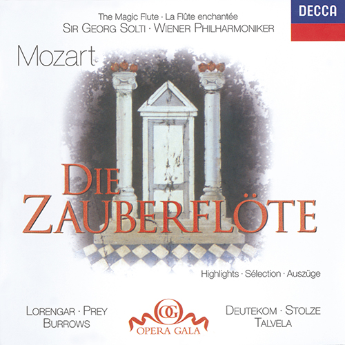 Imagen de apoyo de  MOZART, W.A.: Zauberflöte (Die) [Opera] (Highlights) (Lorengar, Prey, Burrows, Deutekom, Stolze, Talvela, Solti)