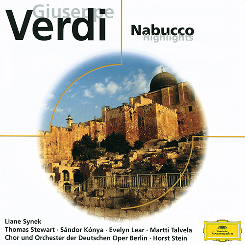 Imagen de apoyo de  VERDI, G.: Nabucco [Opera] (Sung in German) (Highlights) (Synek, Stewart, Kónya, Lear, Talvela, Berlin Deutsche Opera Chorus and Orchestra, H. Stein)