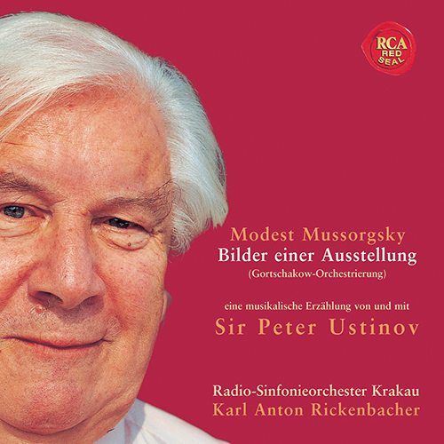 Imagen de apoyo de  MUSSORGSKY, M.P.: Pictures at an Exhibition (arr. S. Gorchakov for orchestra) (with narration in German) (Ustinov, Rickenbacher)
