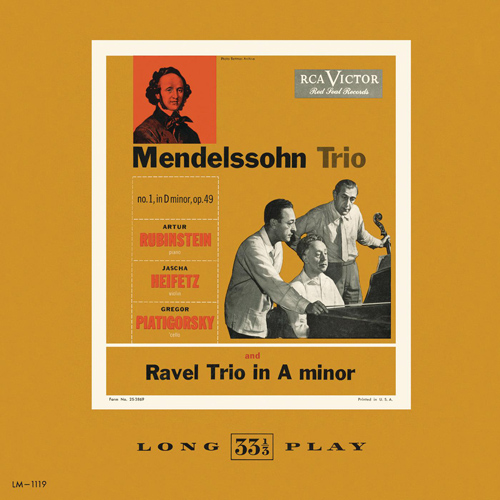 Imagen de apoyo de  RAVEL, M.: Piano Trio in A Minor / MENDELSSOHN, Felix: Piano Trio No. 1 (Heifetz, Piatigorsky, Rubinstein)