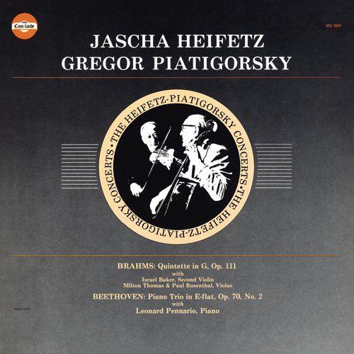 Imagen de apoyo de  BRAHMS, J.: String Quintet No. 2 / BEETHOVEN, L. van: Piano Trio No. 6 (Heifetz, I. Baker, P. Rosenthal, M. Thomas, Piatigorsky, Pennario)