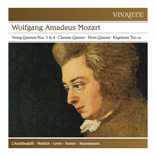 Imagen de apoyo de  MOZART, W.A.: String Quintets Nos. 3 and 4 / Clarinet Quintet, K. 581 / Horn Quintet, K. 407 / Piano Trio No. 2 (Neidich, Koster, L'Archibudelli)