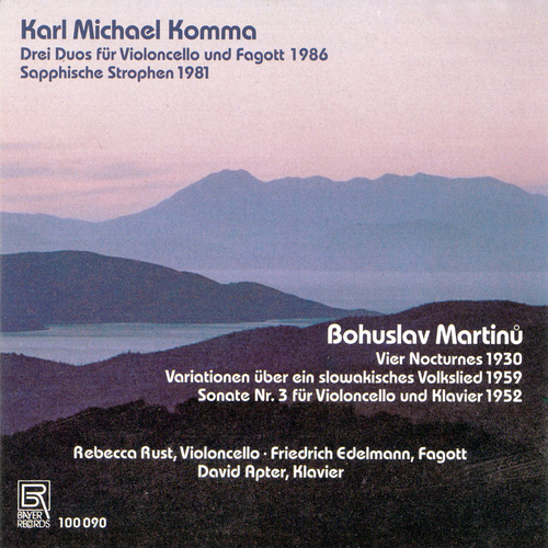 Imagen de apoyo de  KOMMA, K.M.: 3 Duos for Cello and Bassoon / Sapphische Strophen / MARTINŮ, B.: Variations on a Slovak Folksong (Rust, Edelmann, Apter)