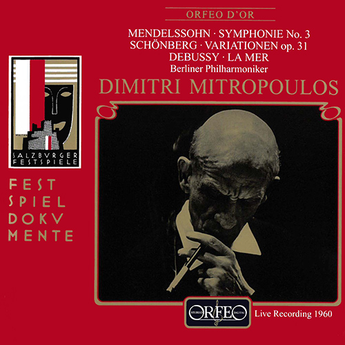 Imagen de apoyo de  MENDELSSOHN, Felix: Symphony No. 3 / SCHOENBERG, A.: Variations for Orchestra / DEBUSSY, C.: La mer (Berlin Philharmonic, Mitropoulos) (1960)