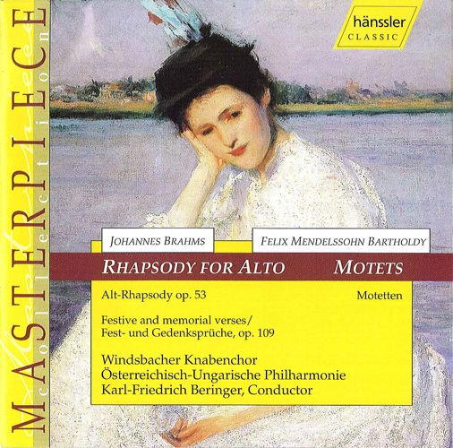 Imagen de apoyo de  BRAHMS: Alto Rhapsody, Op. 53 / Festive and Memorial Verses, Op. 109 / MENDELSSOHN: Motets