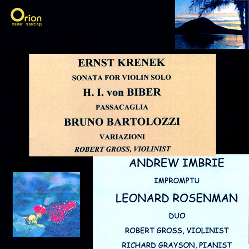 Imagen de apoyo de  Violin Recital: Gross, Robert - BIBER, H.I. / BARTOLOZZI, B. / IMBRIE, A. / KRENEK, E. / ROSENMAN, L. (Gross)