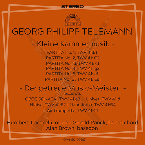Imagen de apoyo de  TELEMANN, G.P.: Partitas Nos. 1-6, TWV 41 / Der Getreue Music-Meister (excerpts) (Locarelli, Brown, Ranck)