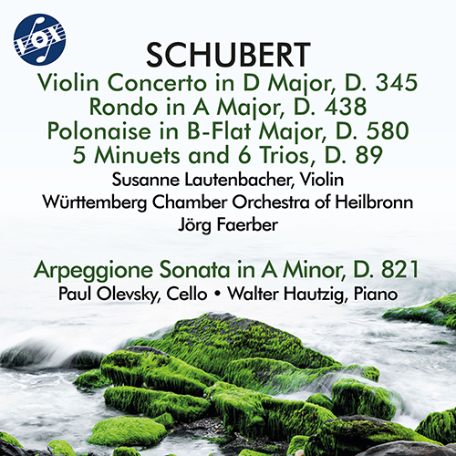 Imagen de apoyo de  SCHUBERT, F.: Rondo, D. 438 / Violin Concerto, D. 345 / Polonaise, D. 580 / Arpeggione Sonata, D. 821 (Lautenbacher, Olevsky, Hautzig, Faerber)
