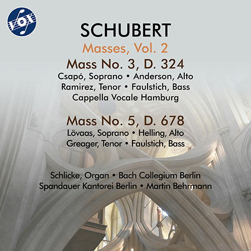 Imagen de apoyo de  SCHUBERT, F.: Masses, Vol. 2 - Masses Nos. 3 and 5 (Spandauer Kantorei Berlin, Cappella Vocale Hamburg, Bach Collegium Berlin, Behrmann)